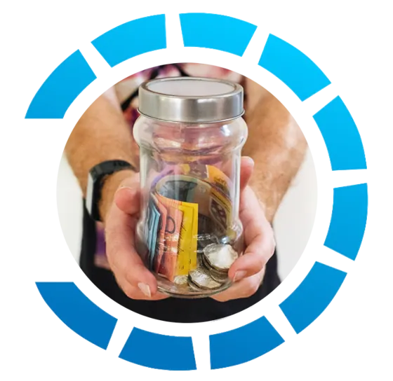 Buyers Scout potential savings on property A jar full of Australian money being held by hands