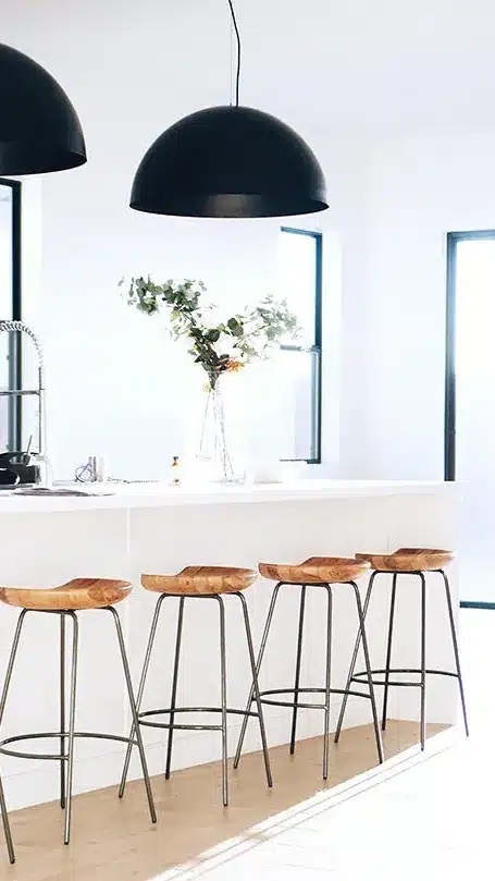 Kitchen in Camp-Hill Interior white kitchen in Camp Hill with black downlights and a perfect Property investment Brisbane