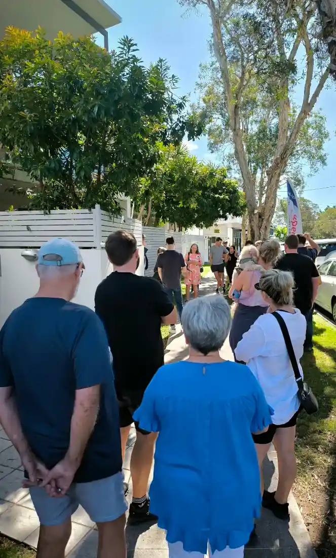 Housing crisis Brisbane: Buyers lining-up for an inspection in Balmoral