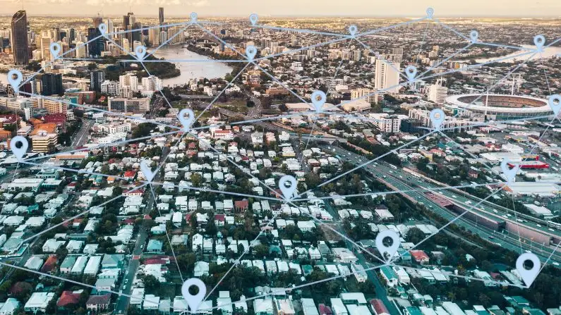 Brisbane suburbs network skyline view