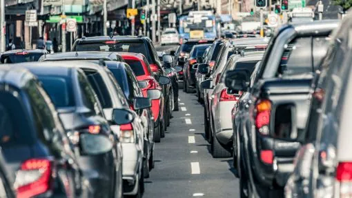 Peak traffic on main road in Brisbane